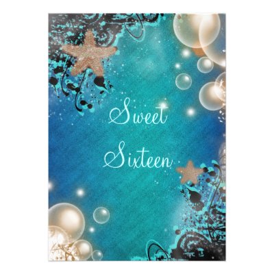 Beach theme wedding birthday party invitations