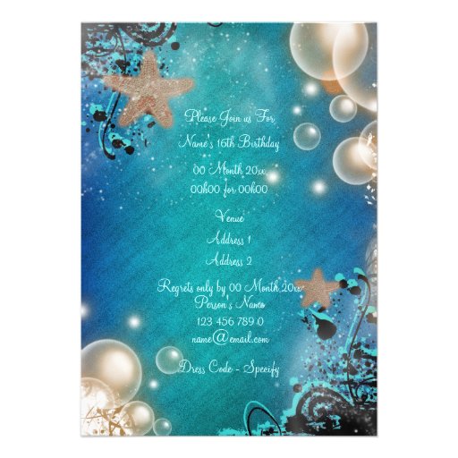 Beach theme wedding birthday party invitations