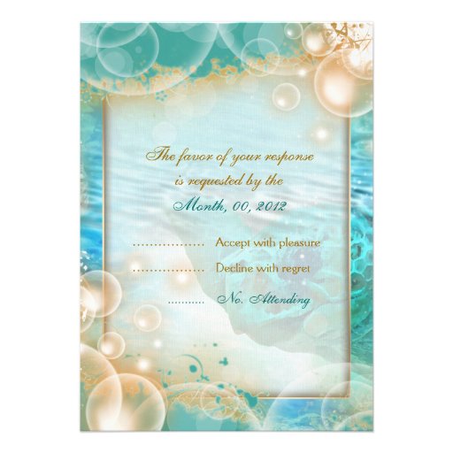 Beach theme wedding blue ivory response personalized invitations