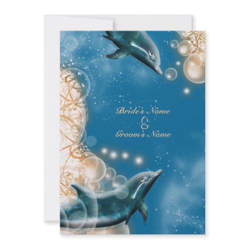 Beach theme - wedding dolphin elegant party invitation