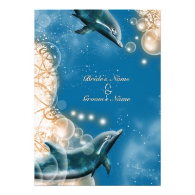Beach theme - wedding dolphin elegant party personalized invitations
