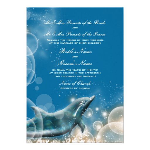 Beach theme - wedding dolphin elegant party personalized invitations