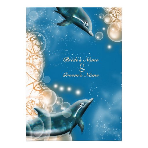 Beach theme - wedding dolphin elegant party personalized invitations