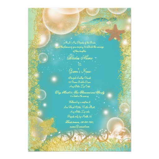Beach theme wedding exotic invitation