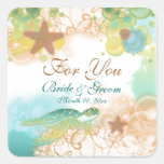 Beach theme wedding favor "For you" Square Sticker