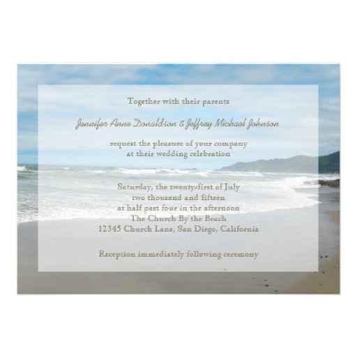 Beach Theme Wedding Invitations, Sandy Beach