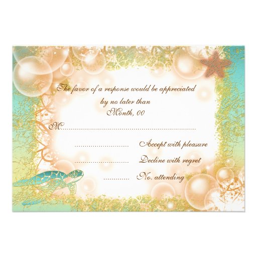 Beach theme wedding ~ response card Customizable Personalized Invitation