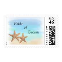 Beach Theme Wedding Stamps