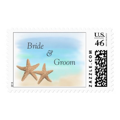 Beach Theme Wedding Stamps