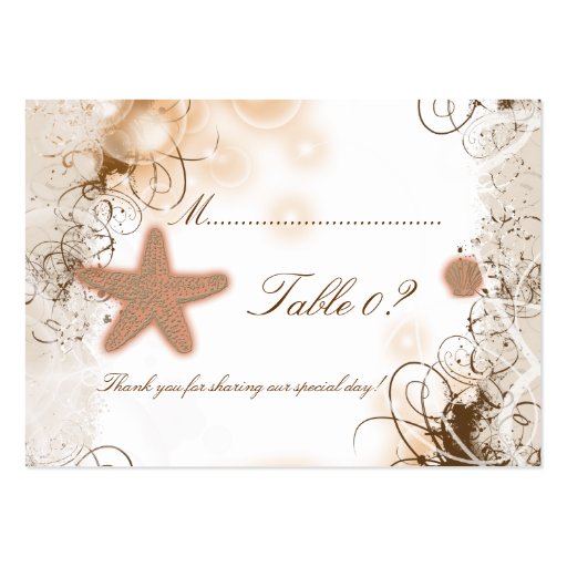 Beach theme wedding ~ table number card business cards (front side)