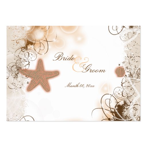 Beach theme wedding ~ table number card business cards (back side)