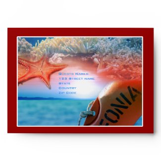 Beach theme wedding tropical cruise envelope