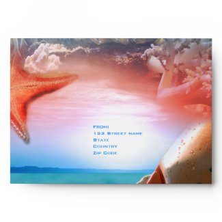 Beach theme wedding tropical cruise envelope