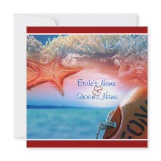 Beach theme wedding tropical cruise invitation