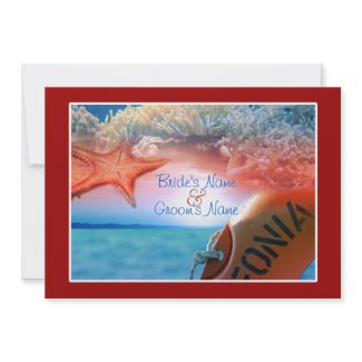 Beach theme wedding tropical cruise invitation