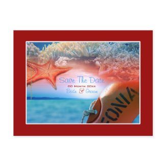 Beach theme wedding tropical cruise postcard