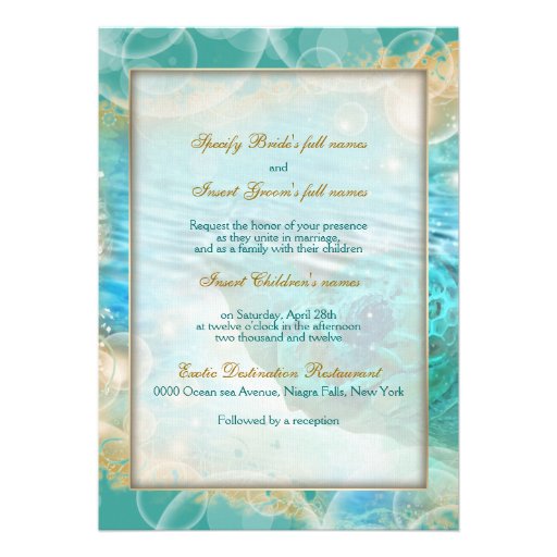Beach theme wedding turtle blue personalized announcement