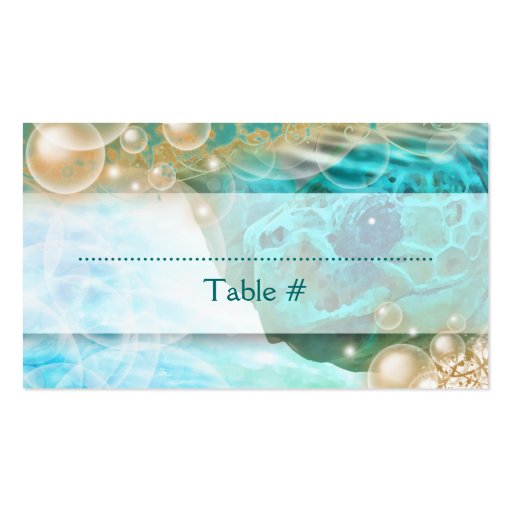 Beach theme wedding turtle "table number" business cards (front side)