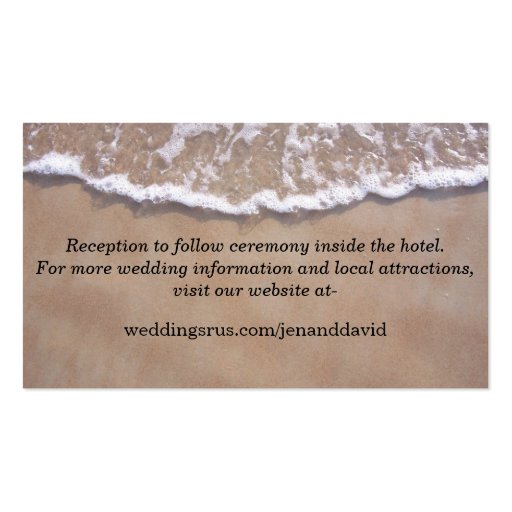 Beach Theme Wedding Website Enclosure Card Business Card (front side)