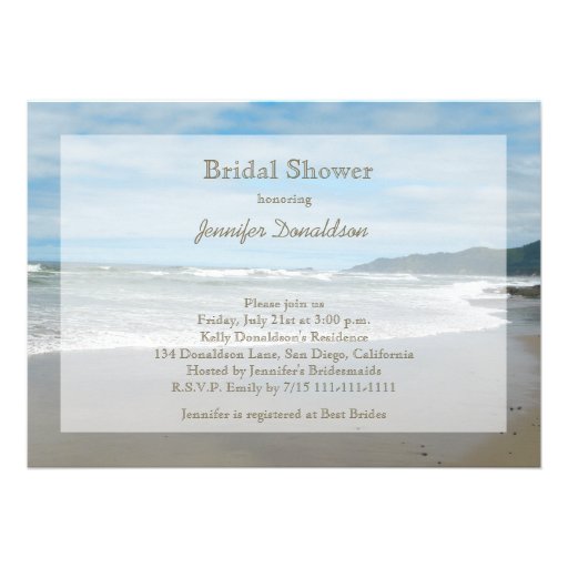 Beach Themed Bridal Shower Invitations (front side)