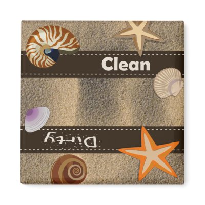 Beach Themed Clean and Dirty Dishwasher Fridge Magnets by AV_Designs