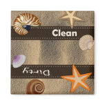 Beach Themed Clean and Dirty Dishwasher Fridge Magnets