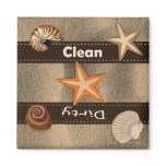 Beach Themed Clean and Dirty Dishwasher Refrigerator Magnet
