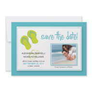 Beach-Themed Save the Date Announcement (aqua) invitation