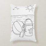 Beach Toys Adult Coloring Pillow