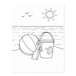 Beach Toys Adult Coloring Postcard