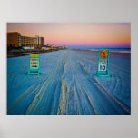 Beach Traffic Signs on Daytona Beach at Dawn Poster