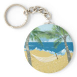 Beach ~ Tropical Beach Hammock Vacation Keychain
