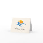 Beach tropical wave with birds Thank You note card