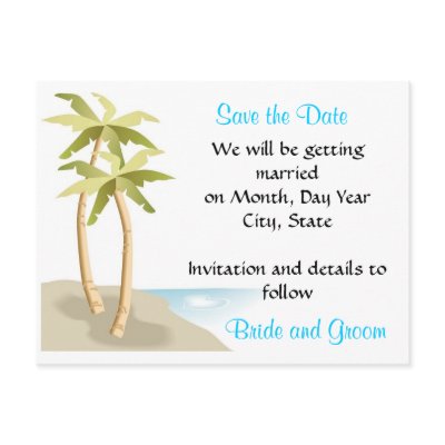 Beach/Tropical Wedding Save the Date Postcard