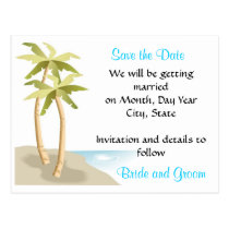 Beach/Tropical Wedding Save the Date Postcard postcards