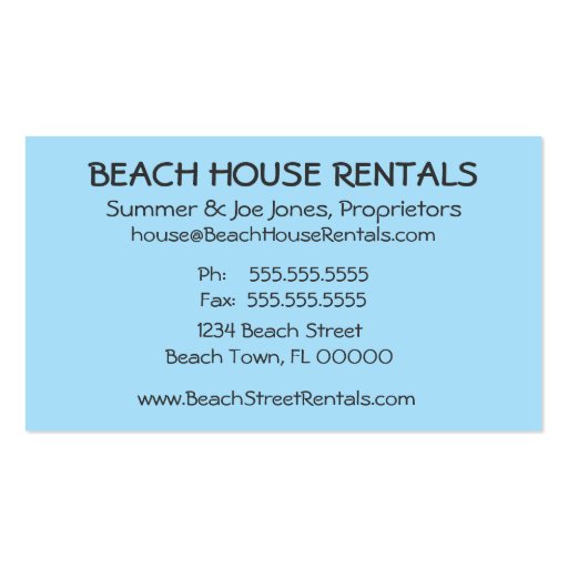 Beach Truck Business Card Template (back side)