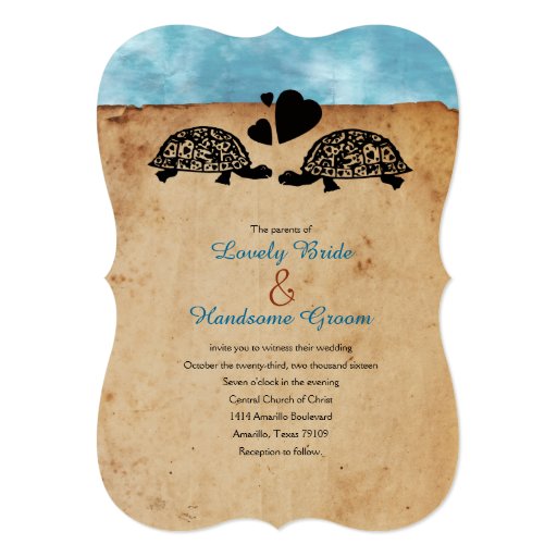 Beach Turtle Whimsical Wedding Invitation Zazzle