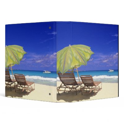 Beach Umbrella, Abaco, Bahamas 3 Ring Binder by danitadelimont