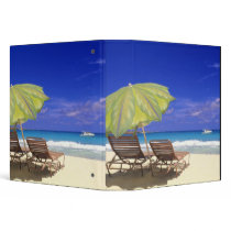 Beach Umbrella, Abaco, Bahamas 3 Ring Binder