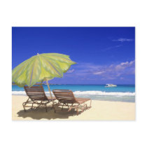 Beach Umbrella, Abaco, Bahamas Postcard