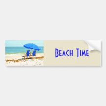 Beach, Umbrella and Chairs at the Shore Bumper Stickers