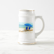 Beach, Umbrella and Chairs at the Shore Coffee Mug