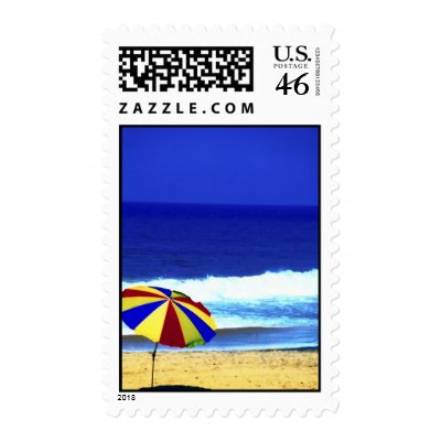 Beach Umbrella Postage Stamps by freespiritdesigns