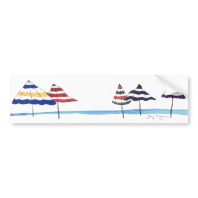 Beach Umbrellas Bumper Sticker by ginyhogan