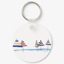 Beach Umbrellas Keychain by ginyhogan Beach Umbrellas Keychain