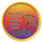 Beach vacation with a book party plate