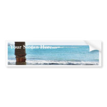 Beach View Under Parasol bumper stickers by lifesphere Beach View Under Parasol bumper stickers