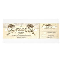 beach vintage typographic wedding invitations