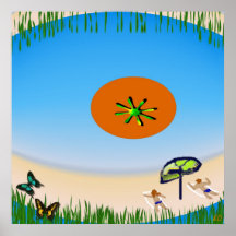 Beach Visions While Mowing Poster