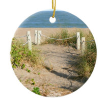 Beach walk dune roped off Florida Beach Color Ornament